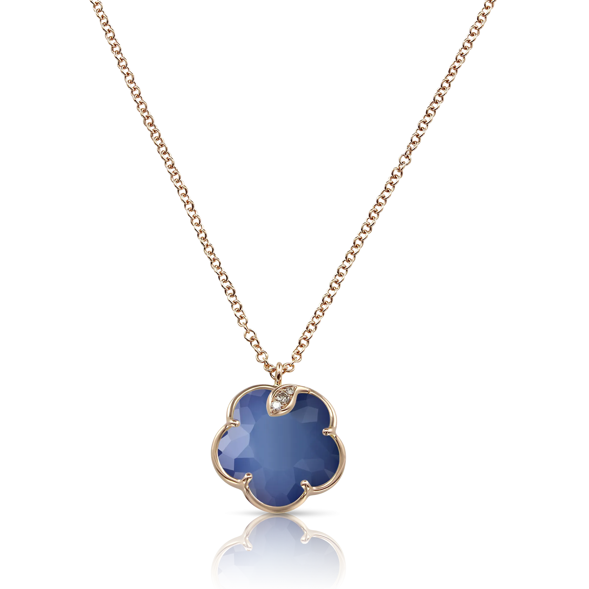 Petit Joli Necklace in 18k Rose Gold with Blue Moon, White, and Champagne Diamonds