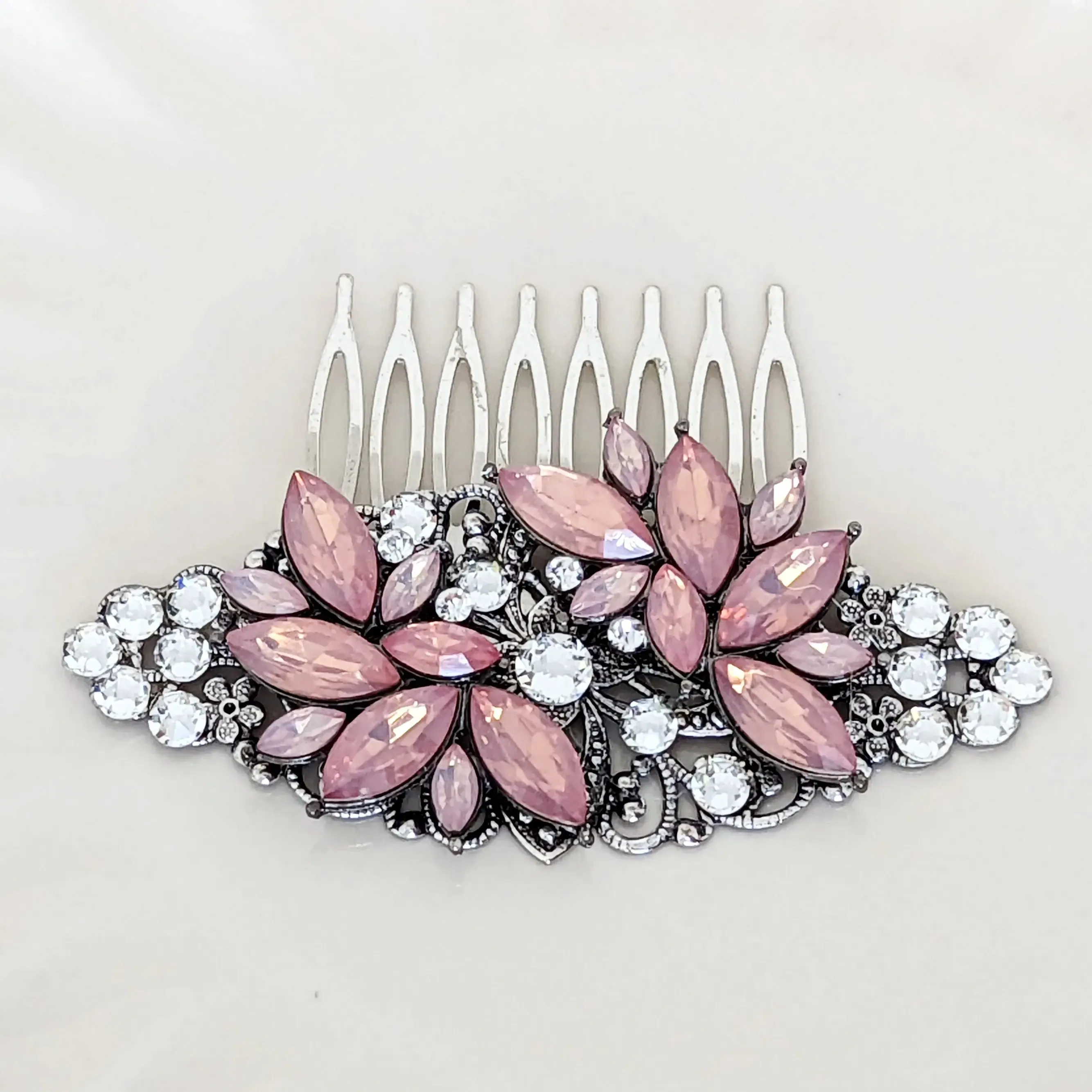 Pink Opal Floral Hair Comb