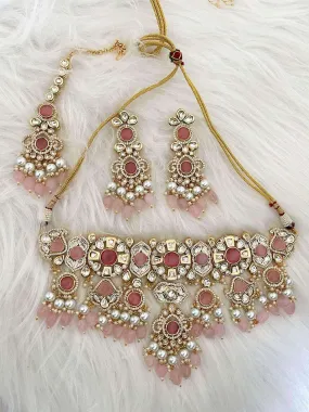 Pink Premium Meenakari Necklace Set