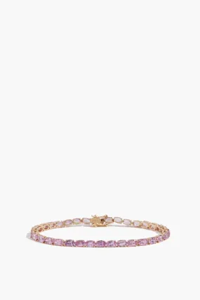 Pink Sapphire Tennis Bracelet in 14k Yellow Gold