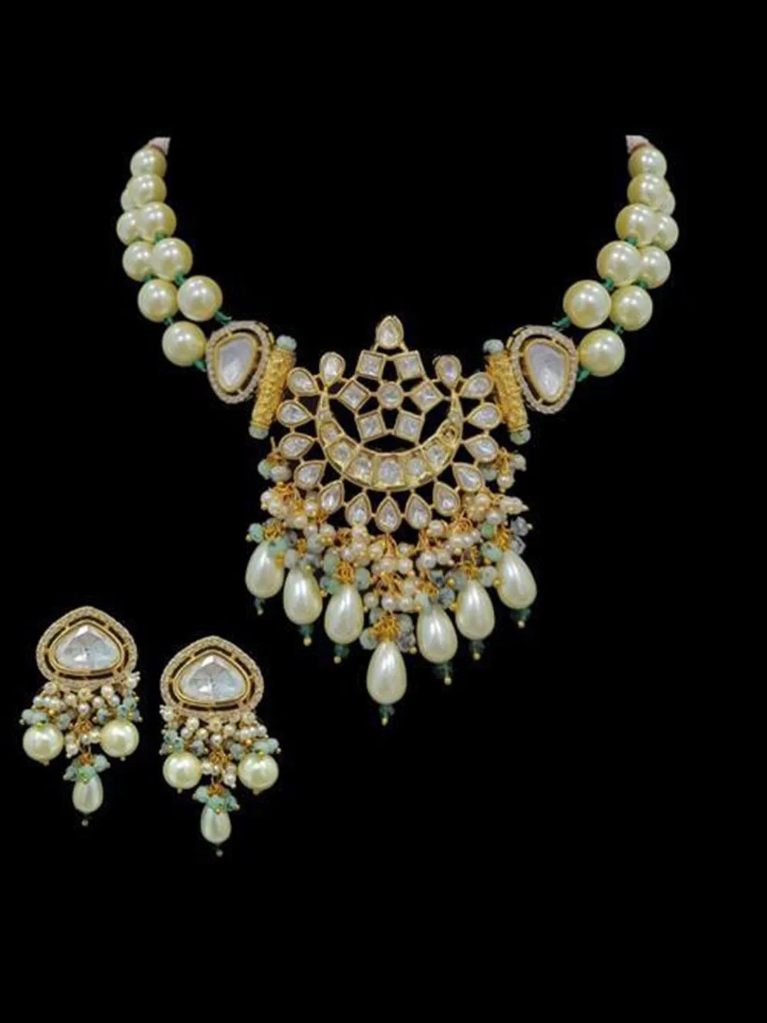 Polki Kundan Chandbali Necklace Set