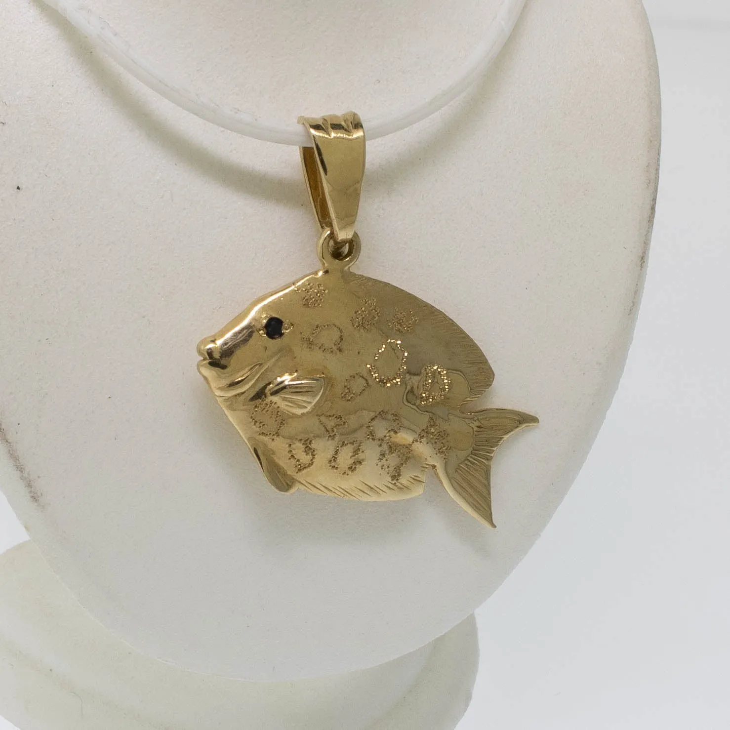 Preowned 14K Yellow Gold Double-Sided Tropical Fish Pendant with Sapphires