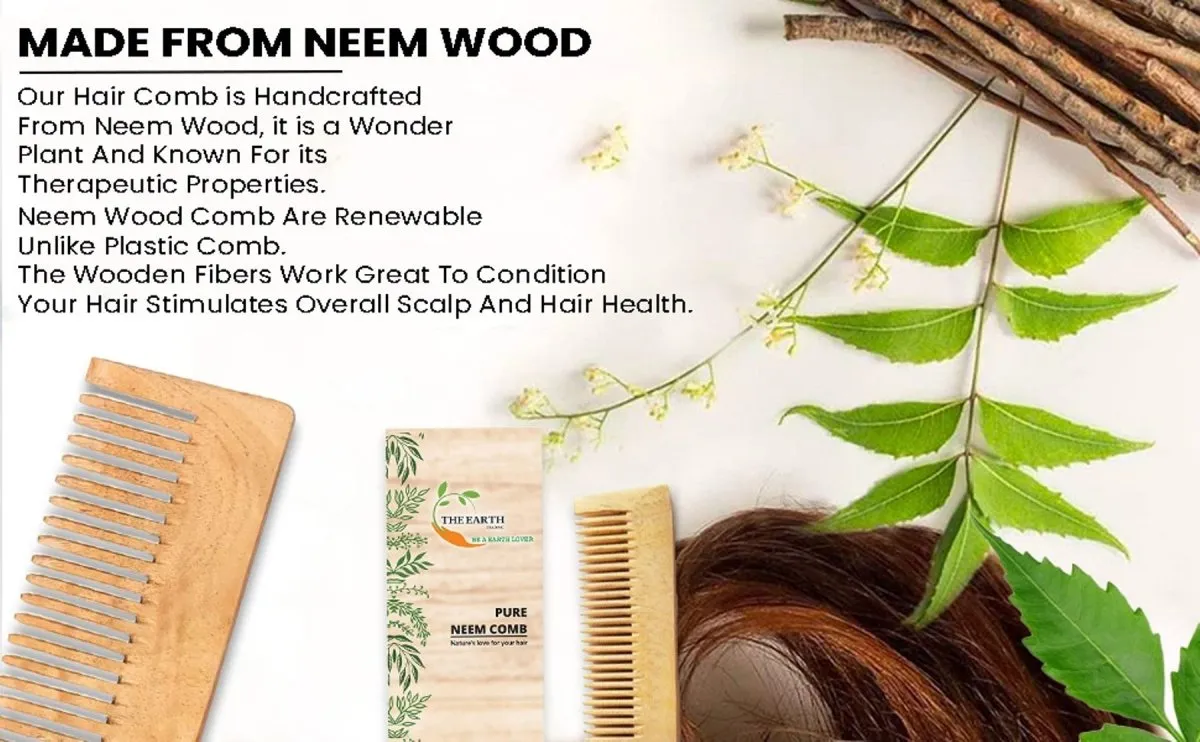 Pure Kacchi Neem Wood Comb Pack Combo -02  (Pack of 2)