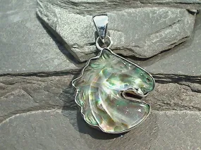 Quartz Over Abalone Doublet, Sterling Silver Horse Pendant