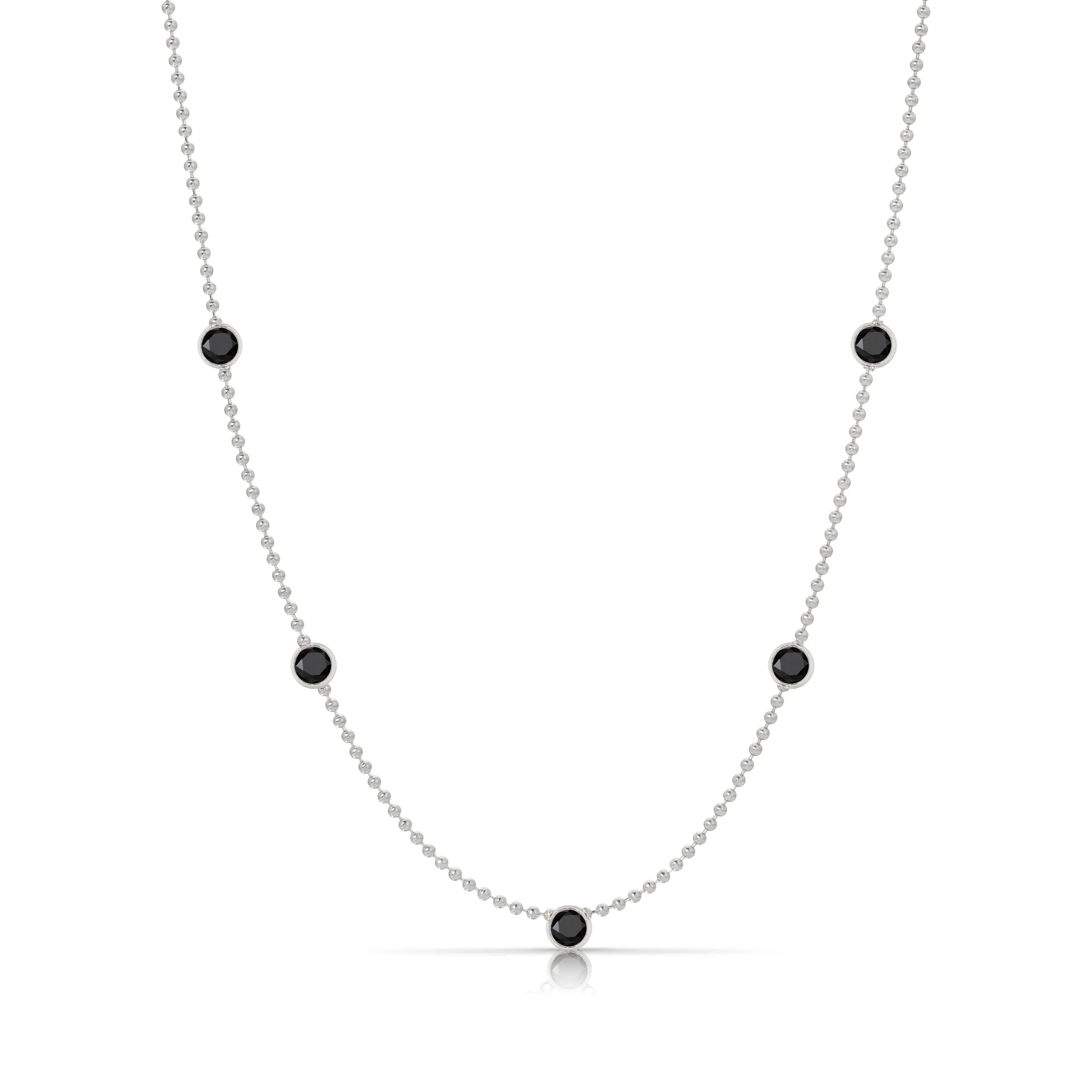 Quintet Birthstone Layering Necklace - White Gold