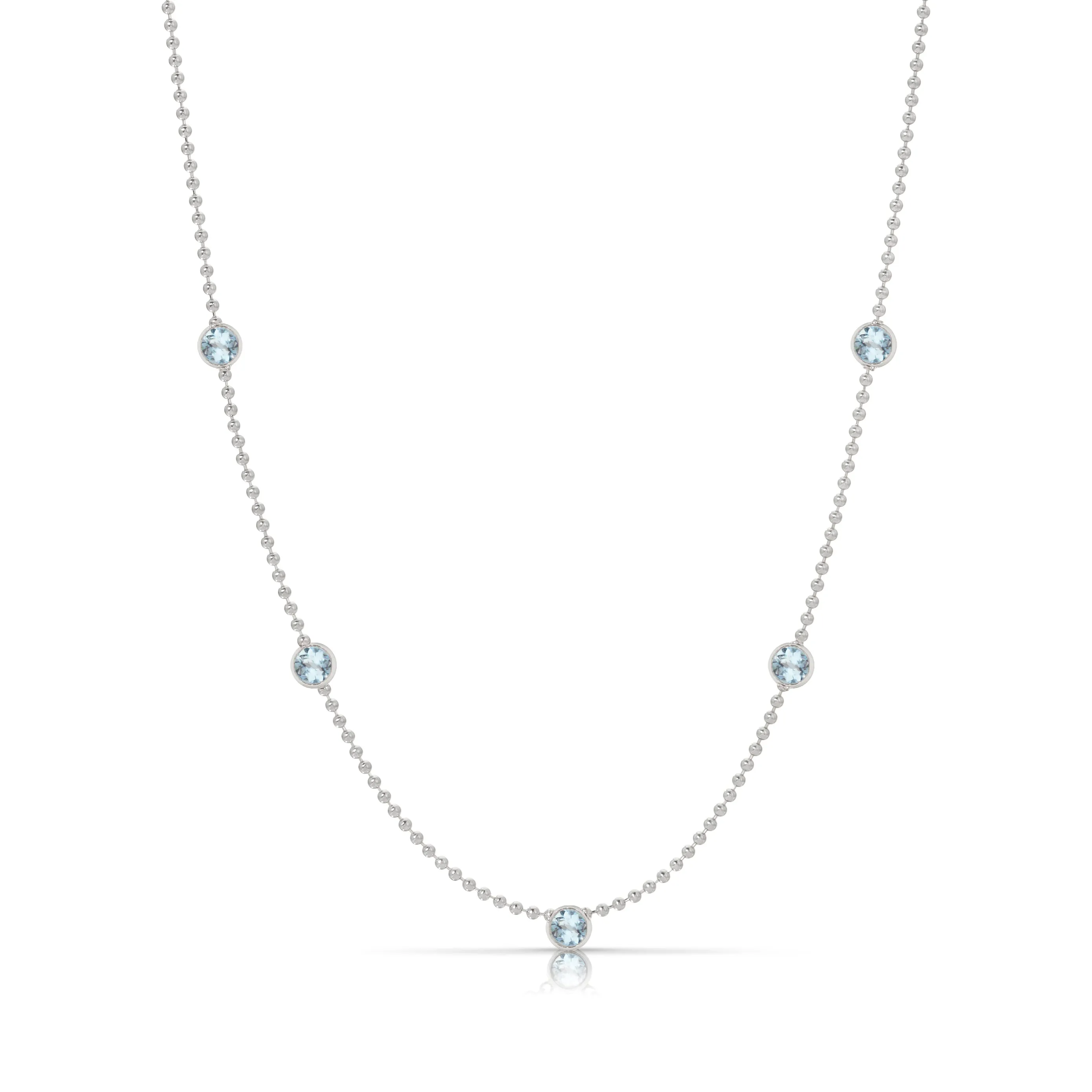 Quintet Birthstone Layering Necklace - White Gold