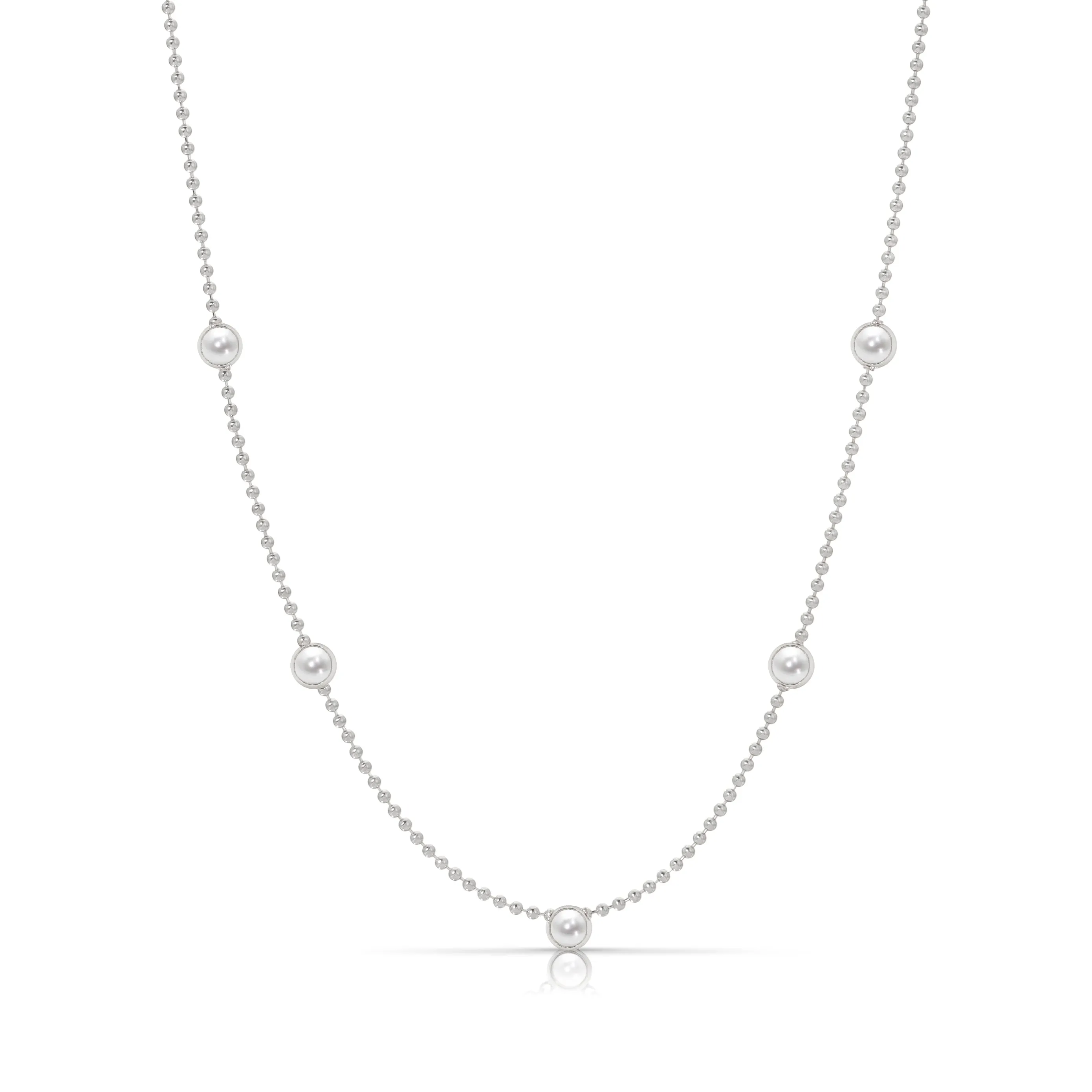 Quintet Birthstone Layering Necklace - White Gold