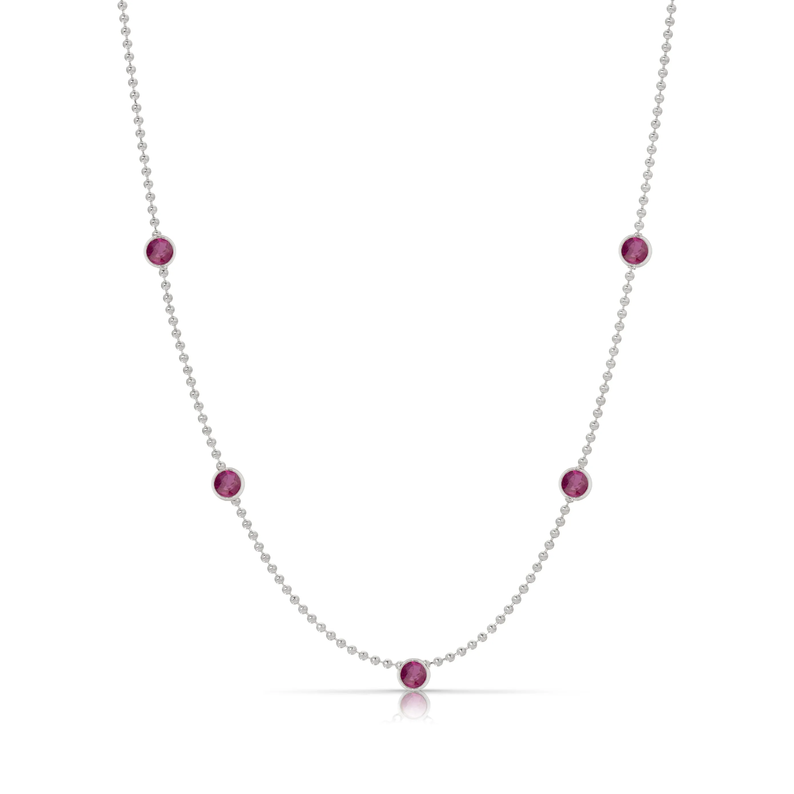 Quintet Birthstone Layering Necklace - White Gold