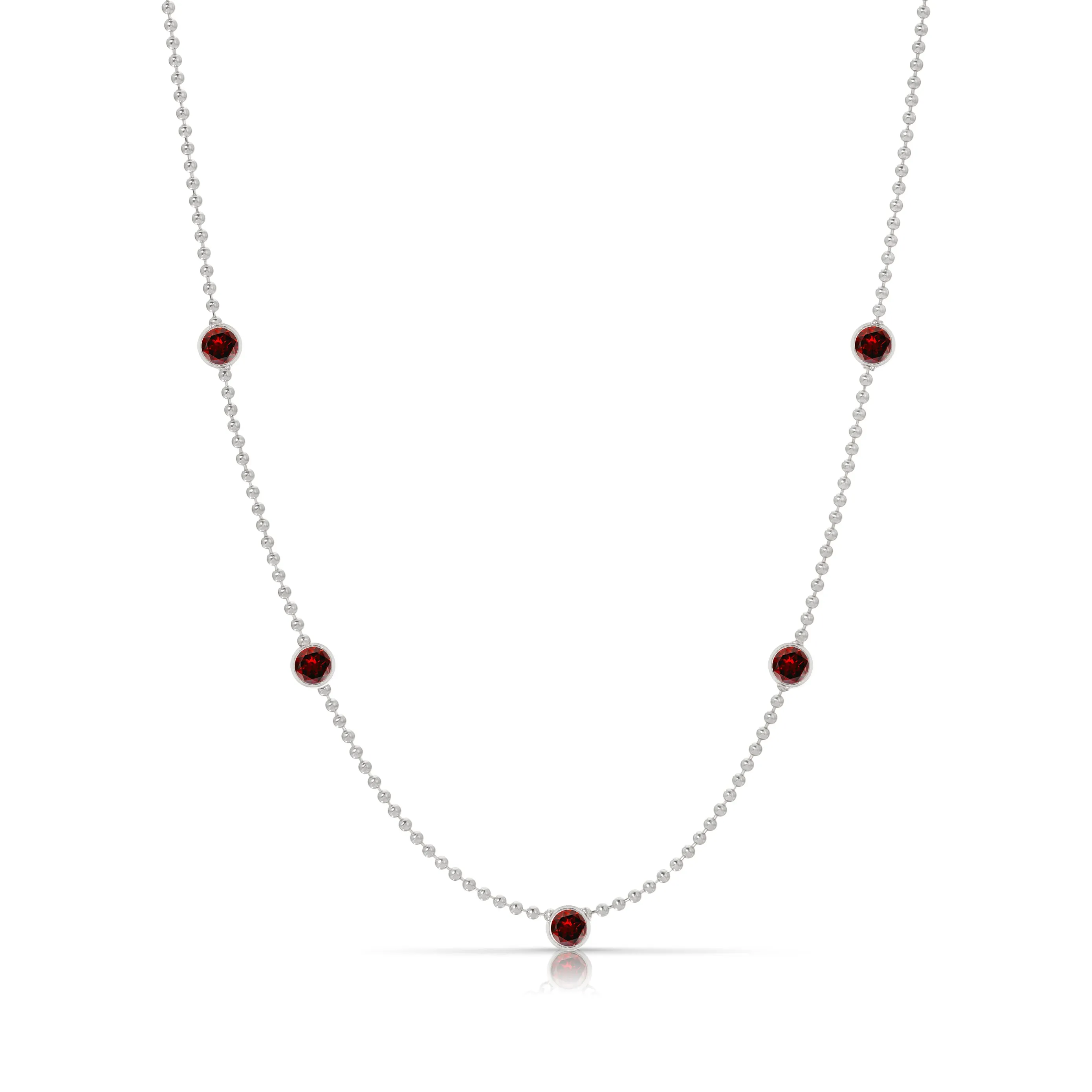 Quintet Birthstone Layering Necklace - White Gold