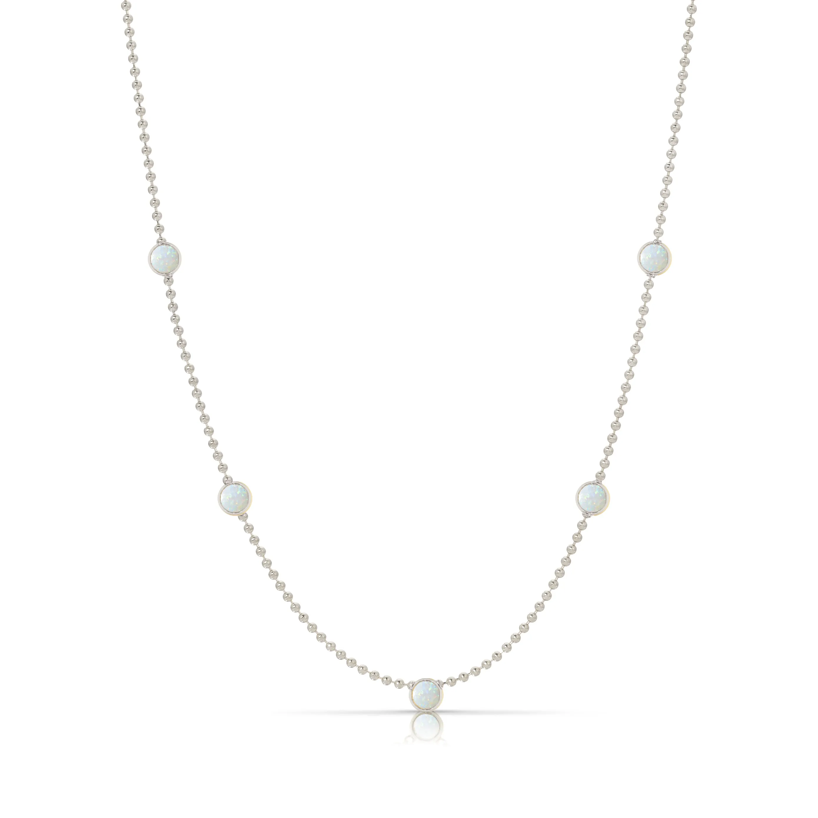 Quintet Birthstone Layering Necklace - White Gold