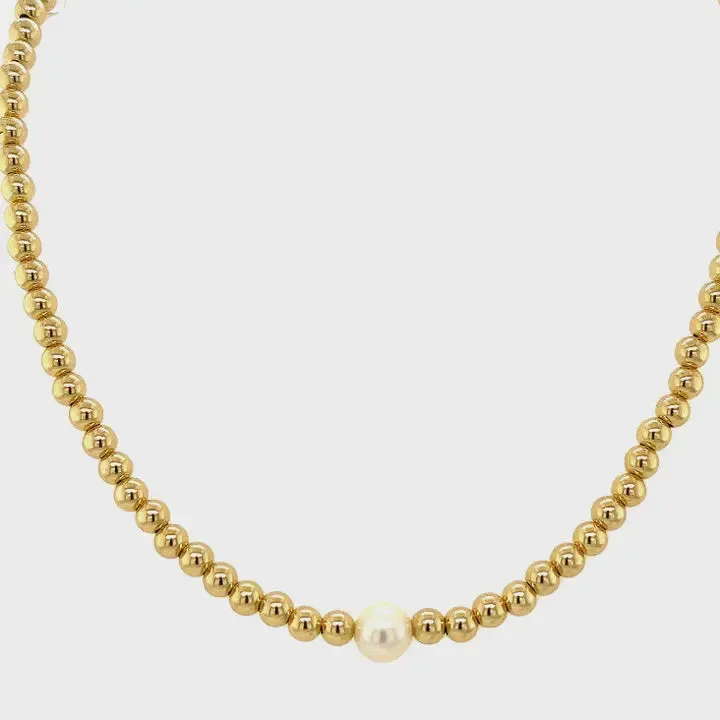 "Audrey" Gold Filled and Freshwater Pearl Ball Beaded Choker