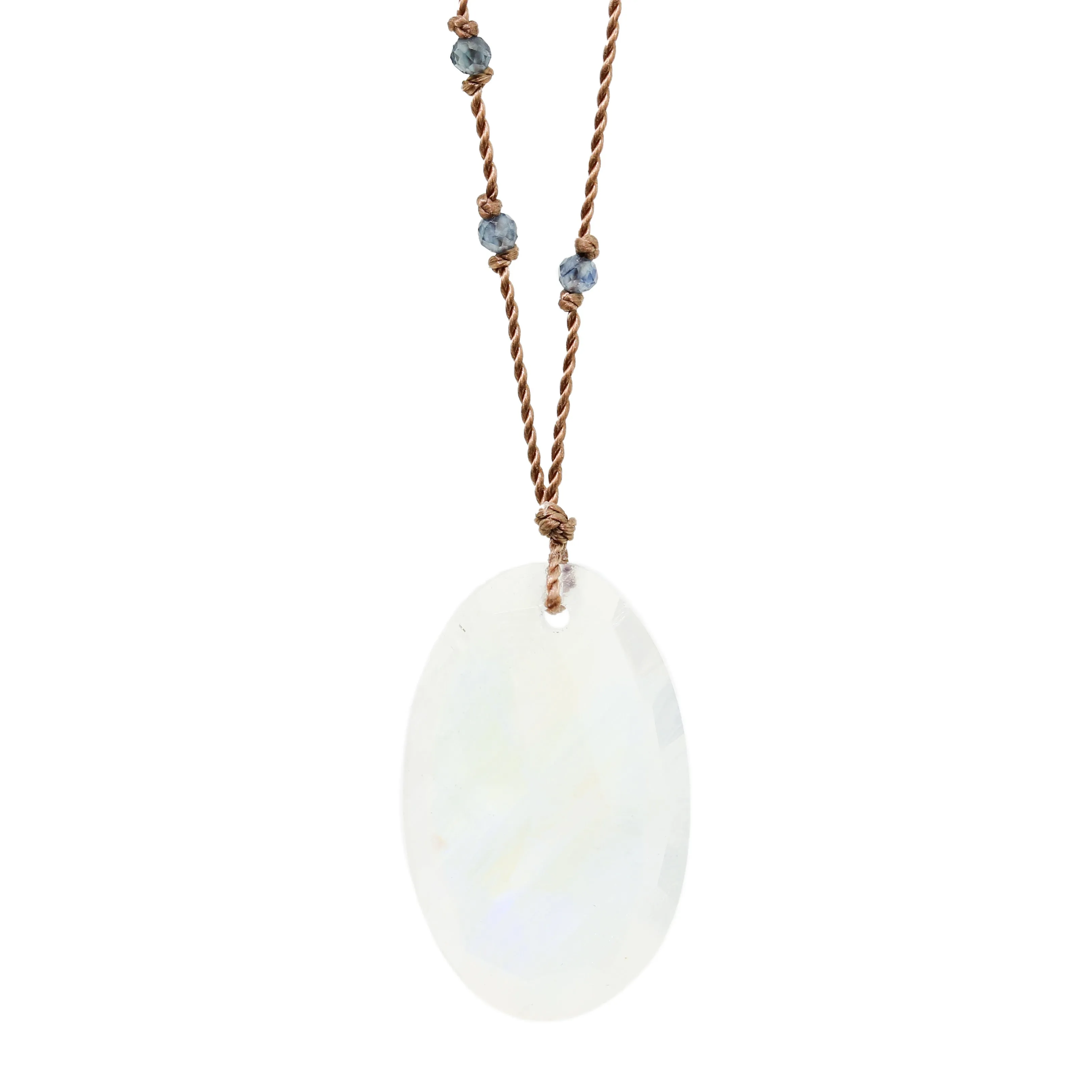 Rainbow Moonstone w. Sapphire Constellation Chain Necklace