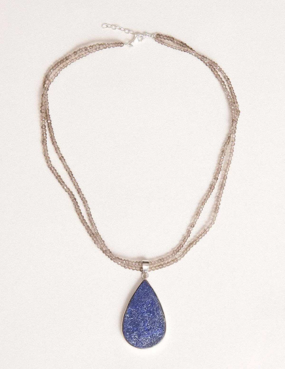 Raw Lapis Lazuli and Smokey Quartz Necklace - One Of A Kind