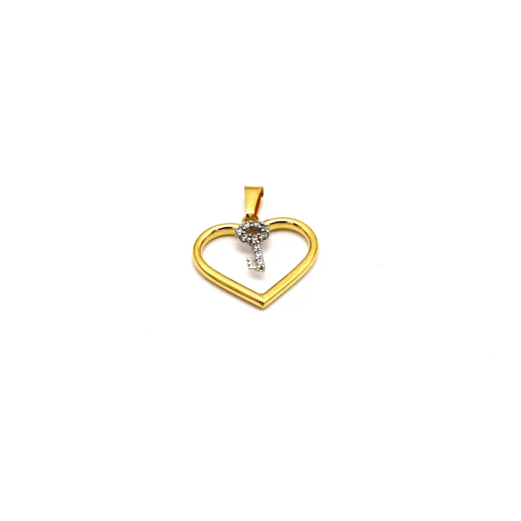 Real Gold Heart Key Stone Pendant 0197-YM P 1855