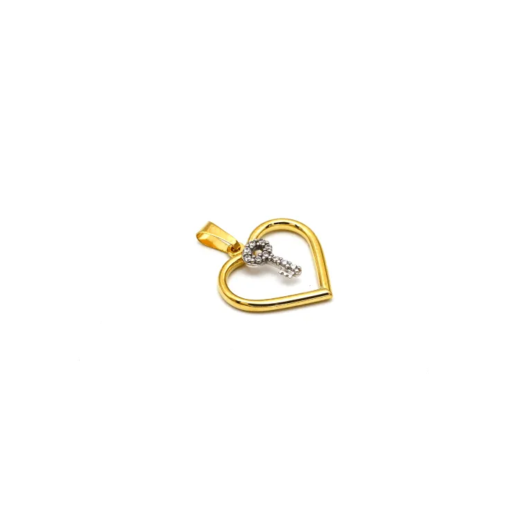 Real Gold Heart Key Stone Pendant 0197-YM P 1855