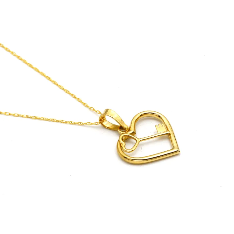 Real Gold Key Heart Necklace 1375 CWP 1849