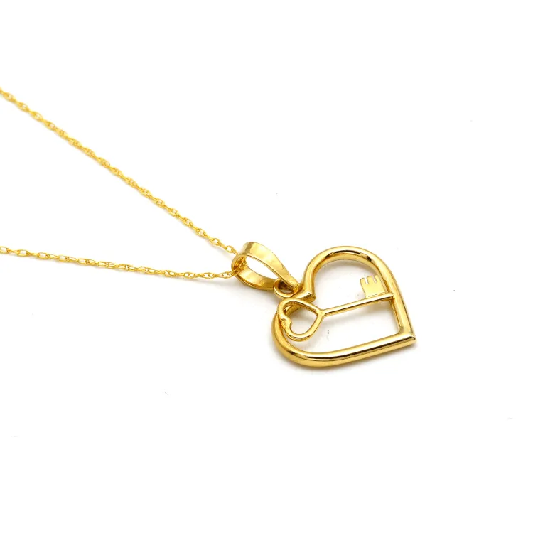 Real Gold Key Heart Necklace 1375 CWP 1849