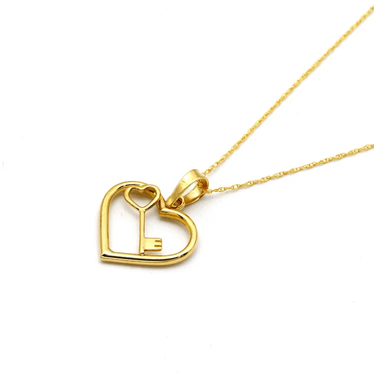 Real Gold Key Heart Necklace 1375 CWP 1849