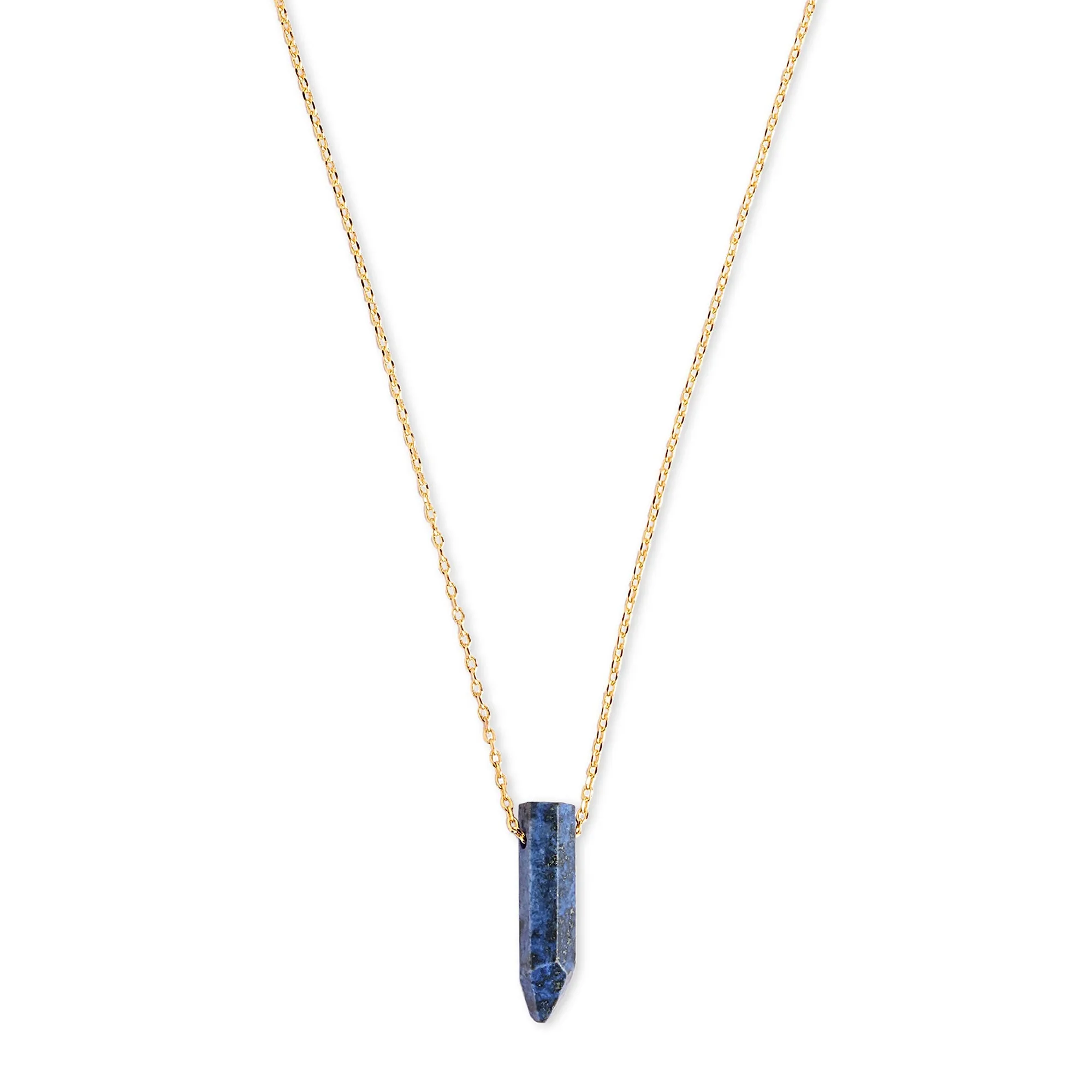 Real Gold Plated Blue Z Rough Cut Shard Hs Nk Lapis Necklace