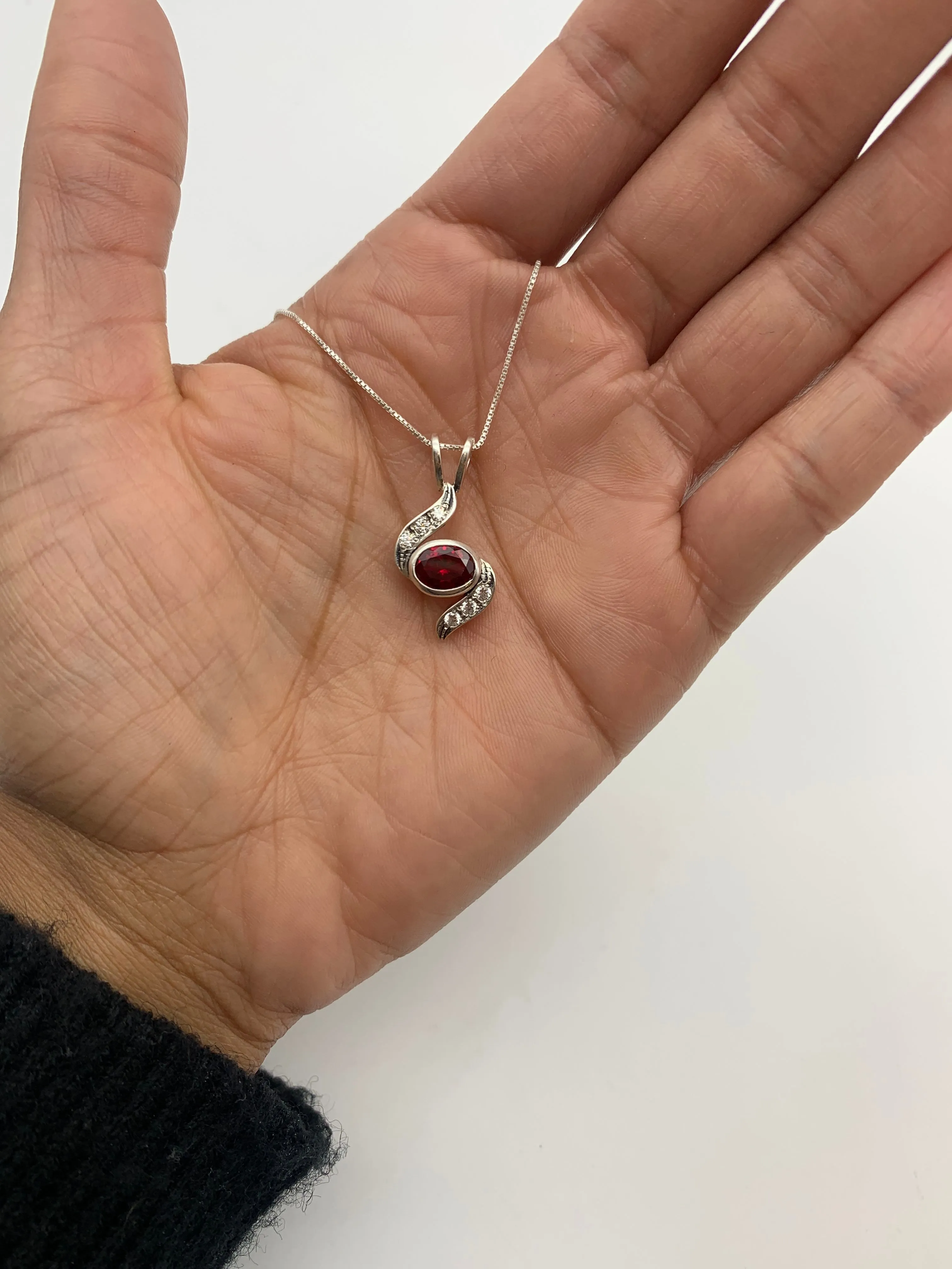 Red Ruby Pendant - Created Ruby Necklace, Oval Ruby Necklace