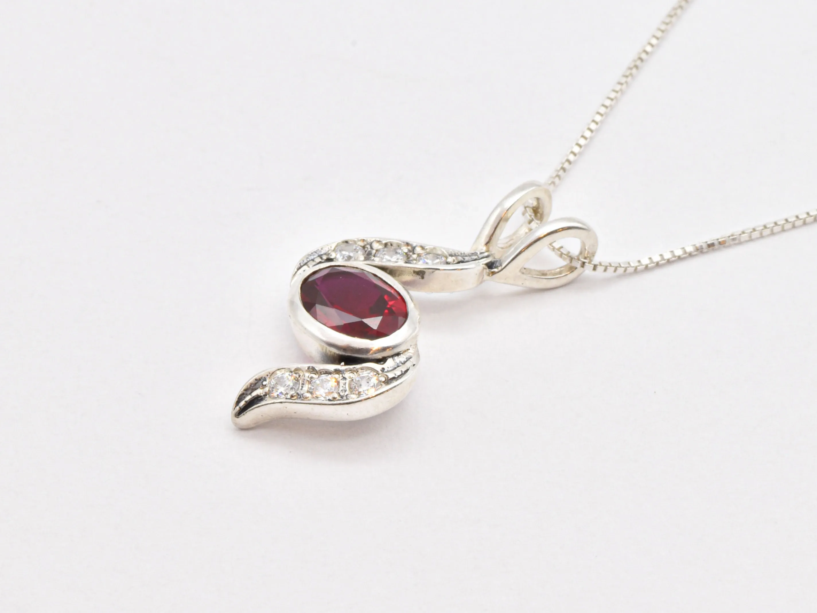 Red Ruby Pendant - Created Ruby Necklace, Oval Ruby Necklace