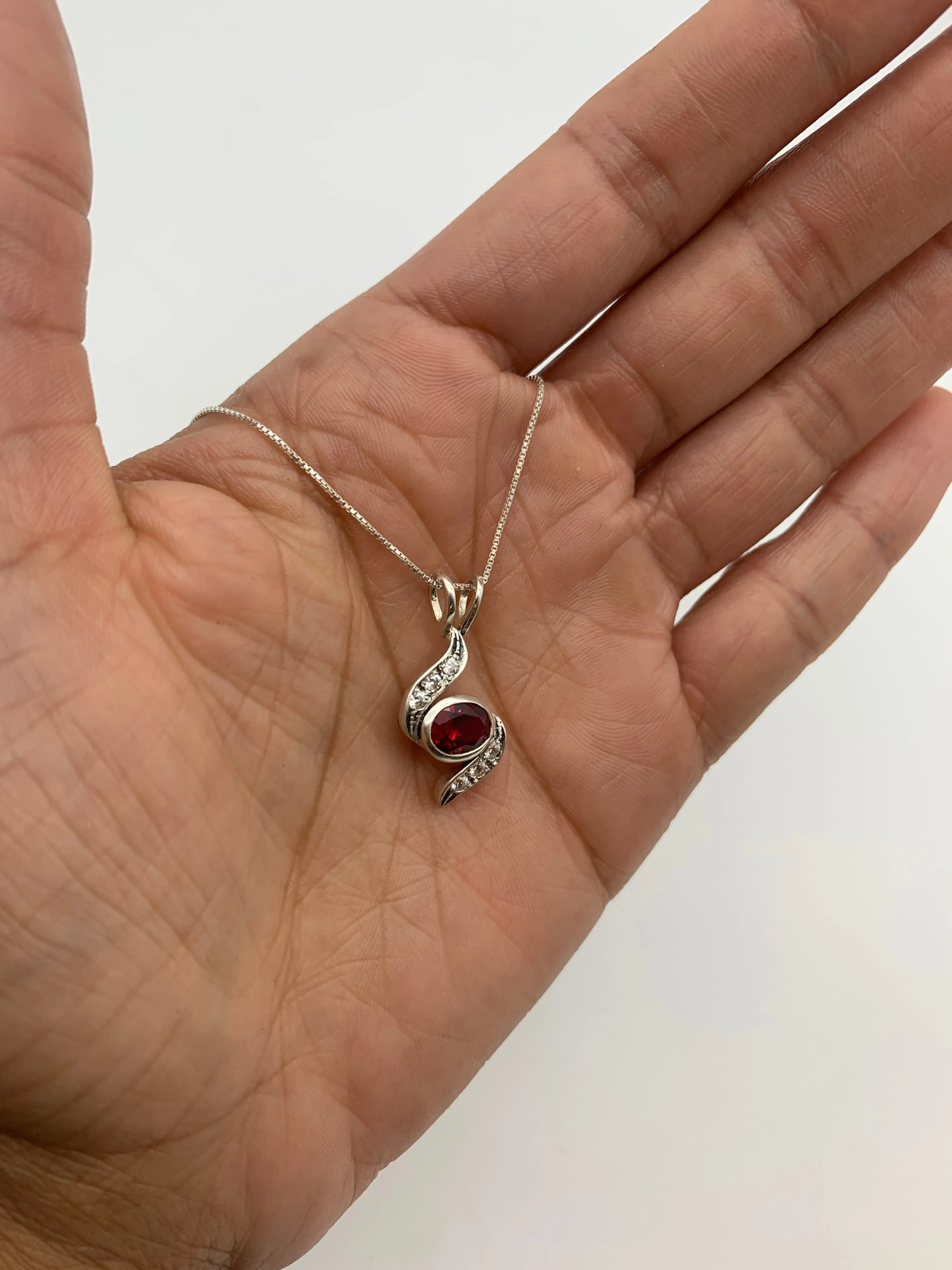 Red Ruby Pendant - Created Ruby Necklace, Oval Ruby Necklace