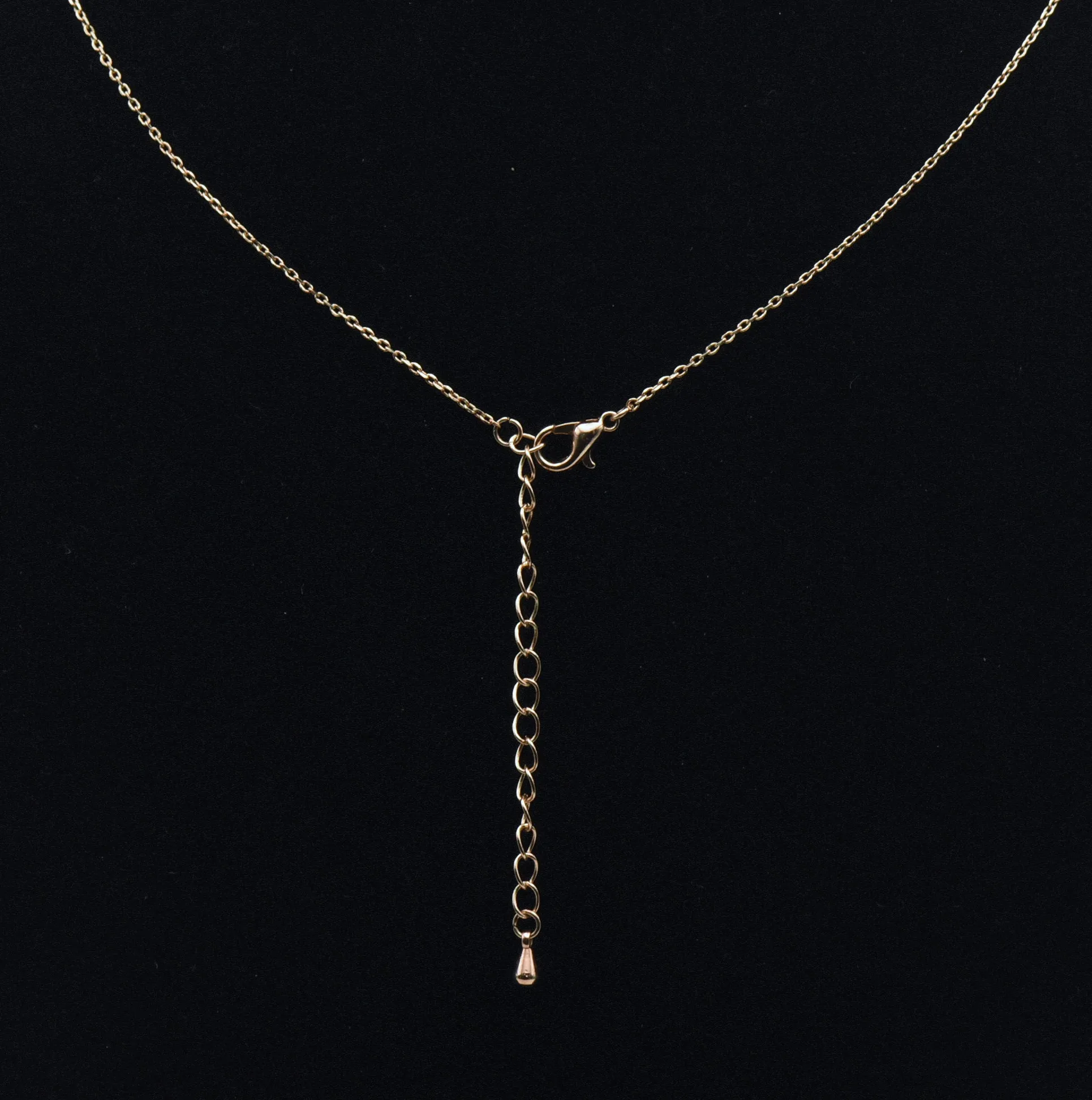 Rose Gold Tone Double Heart Rhinestones Pendant on Rose Gold Tone Chain Necklace