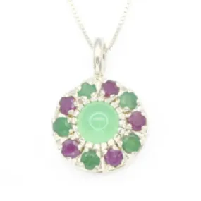 Round Emerald Necklace - Natural Emerald Necklace - Statement Flower Necklace