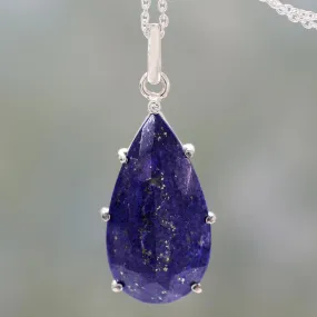 Royal Droplet Lapis Lazuli Pendant Necklace