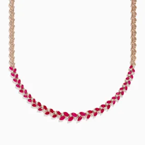 Ruby Royale 14K Yellow Gold Ruby and Diamond Leaf Necklace