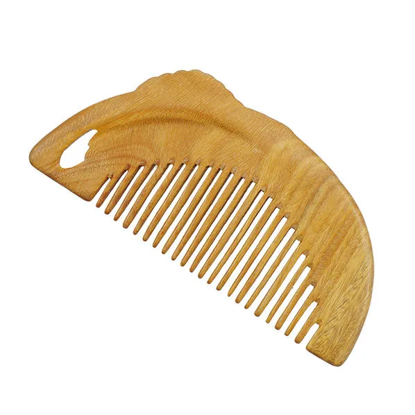 Seamless Lignum-vitae Wood Pocket Hair Comb w/ Carved Peony