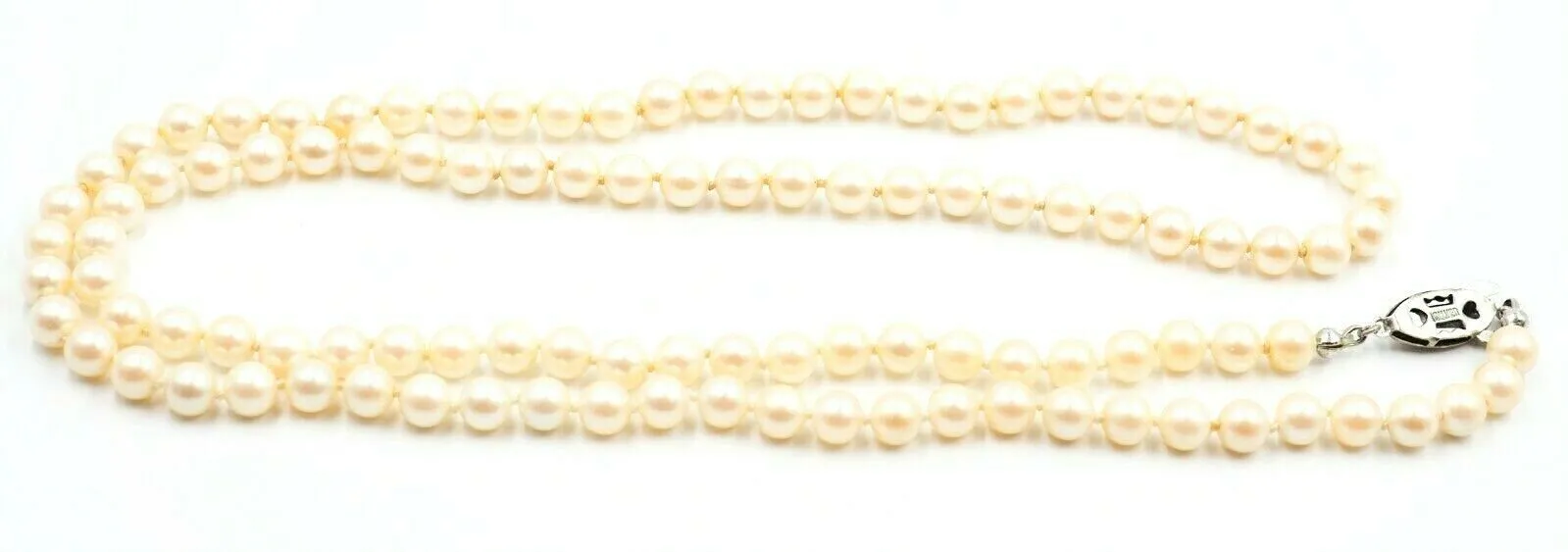 Shell Based Pearl Strand Necklace Silver Clasp Long Length 70cm Fine Jewellery