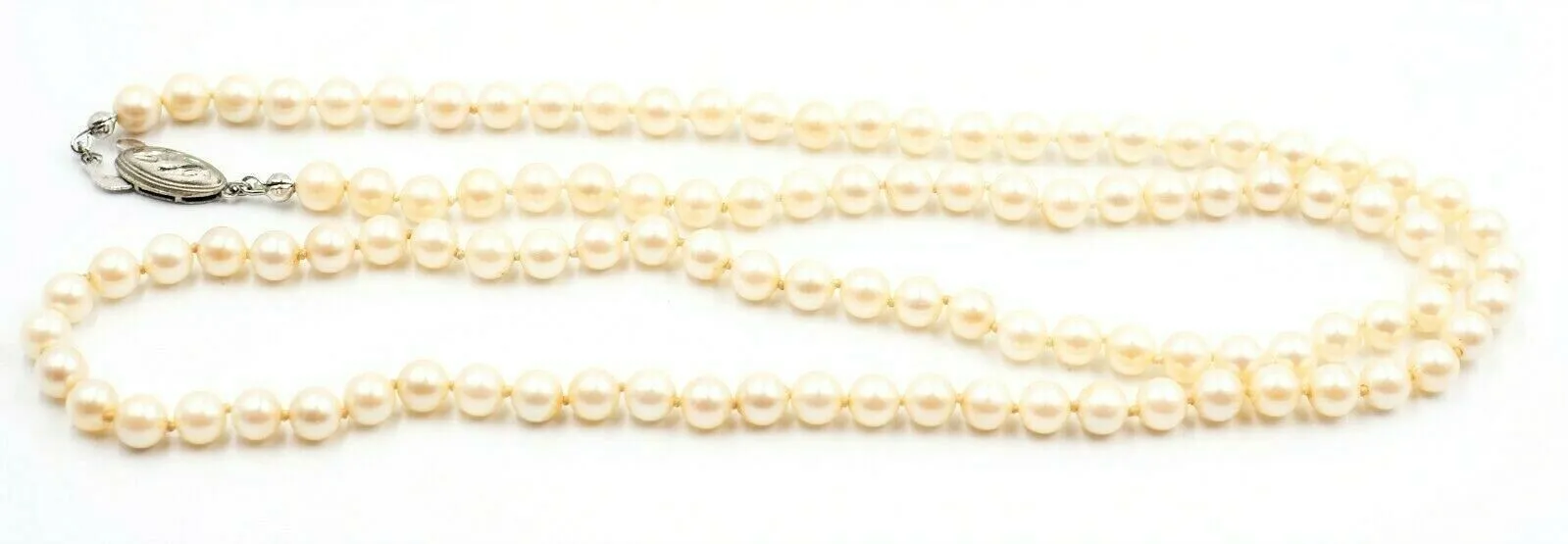 Shell Based Pearl Strand Necklace Silver Clasp Long Length 70cm Fine Jewellery