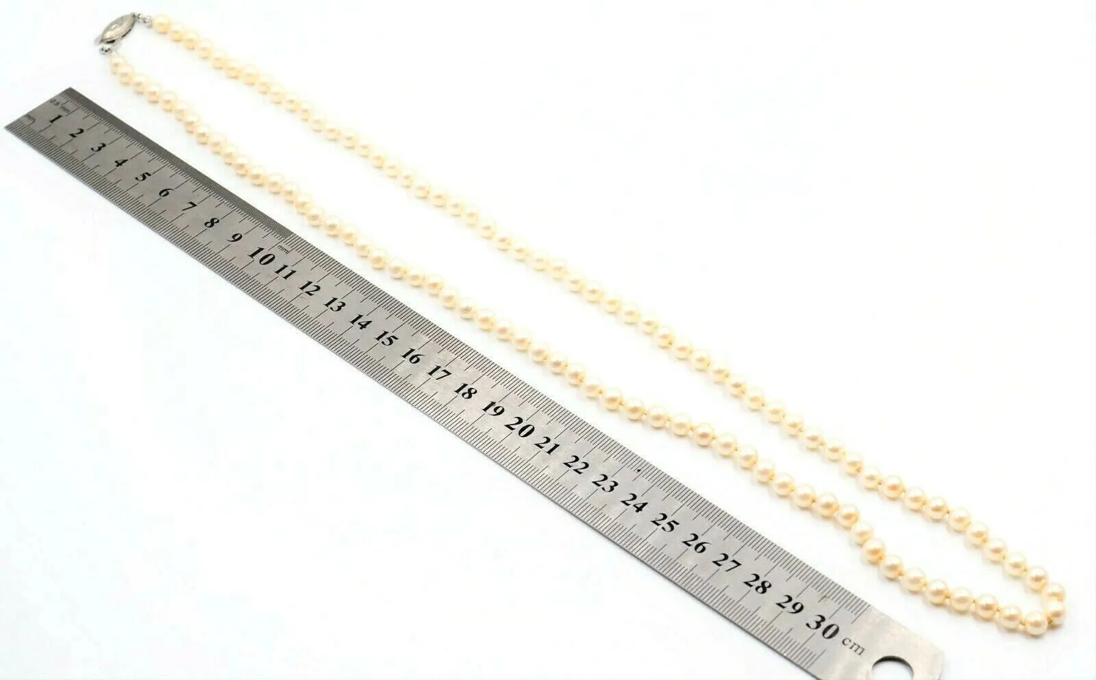 Shell Based Pearl Strand Necklace Silver Clasp Long Length 70cm Fine Jewellery