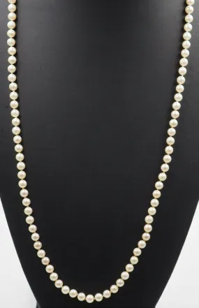 Shell Based Pearl Strand Necklace Silver Clasp Long Length 70cm Fine Jewellery