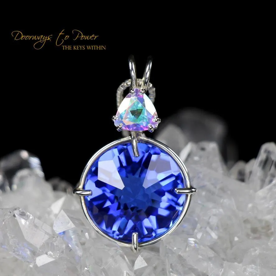 Siberian Blue Quartz Mystic Topaz Radiant Heart Pendant