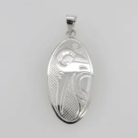 Silver Oval Hummingbird Spirit Pendant