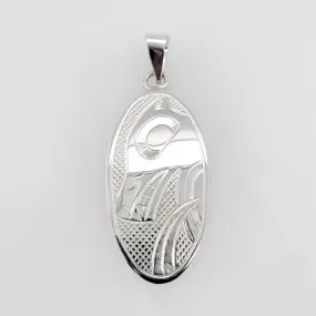 Silver Oval Wolf Spirit Pendant