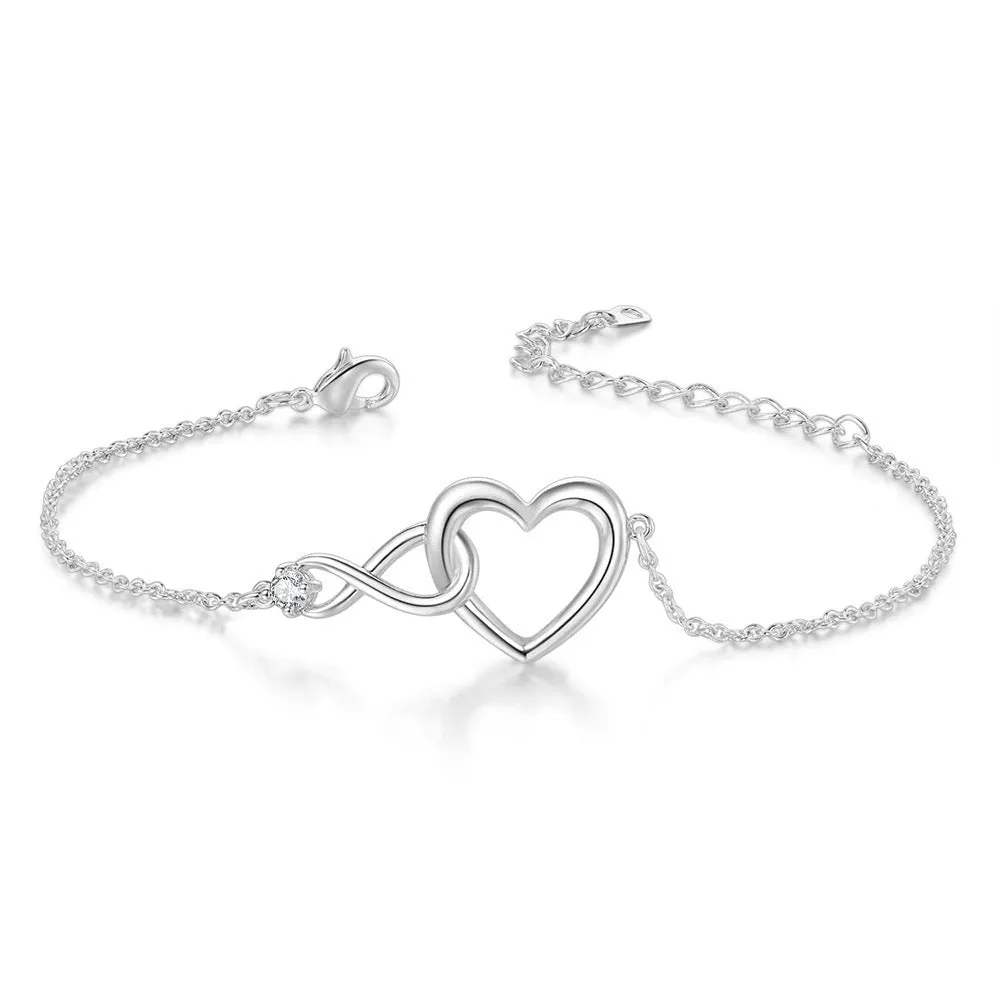 Simple And Versatile 8-word Infinite Heart Shaped Bracelet