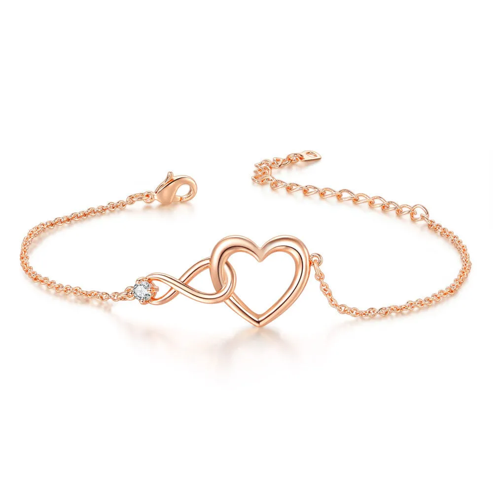 Simple And Versatile 8-word Infinite Heart Shaped Bracelet