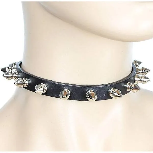 Skinny Black Spiked Choker