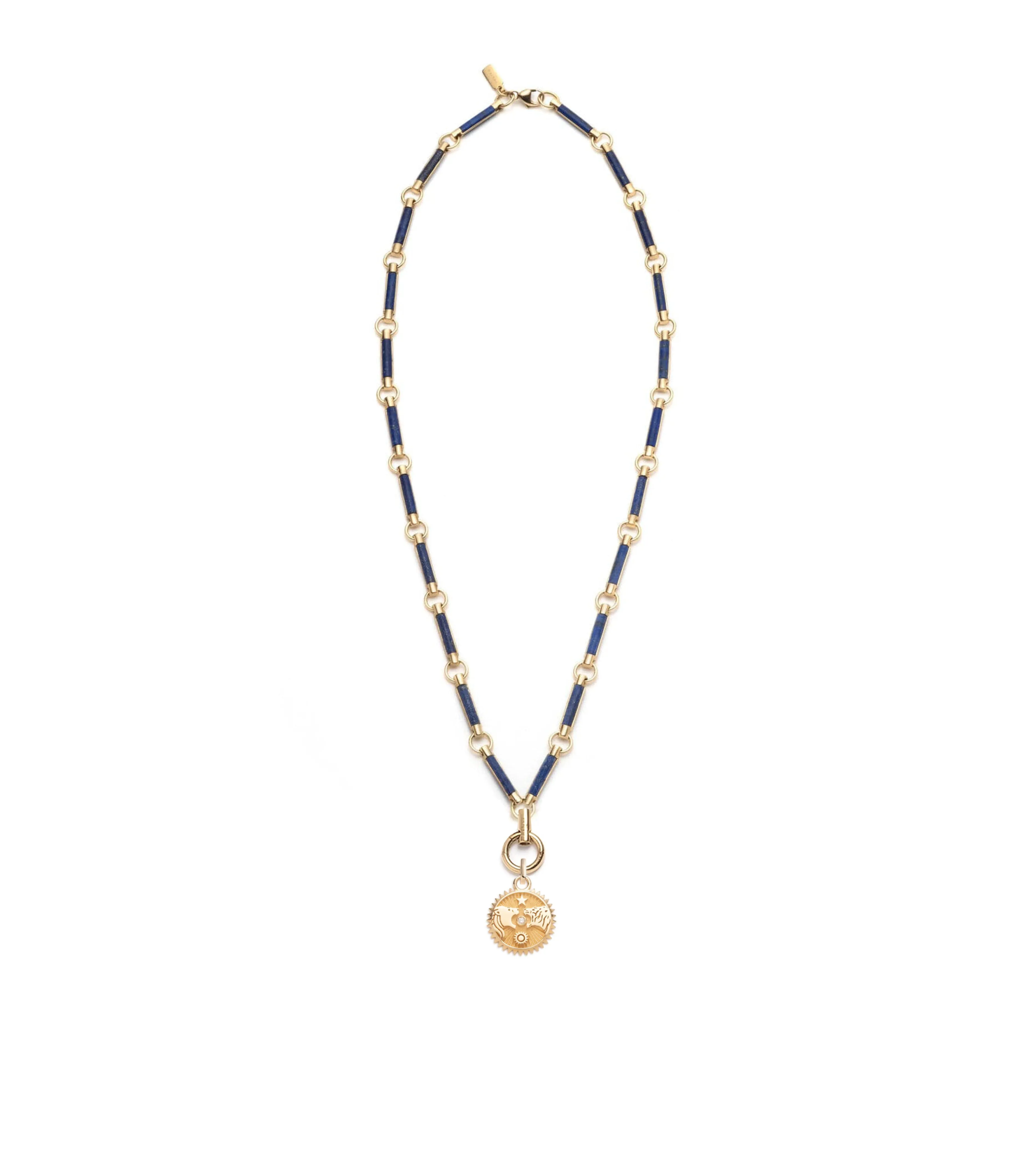 Solar & Lunar - Strength : Lapis Lazuli Hanging Clockweight Chain Necklace