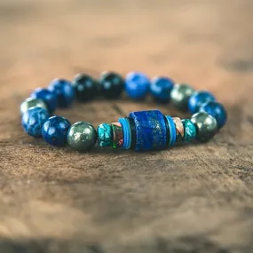 Soul Sister Stacking Bracelet: Lapis Lazuli-Pyrite-Onyx-Jasper-Agate Bracelet