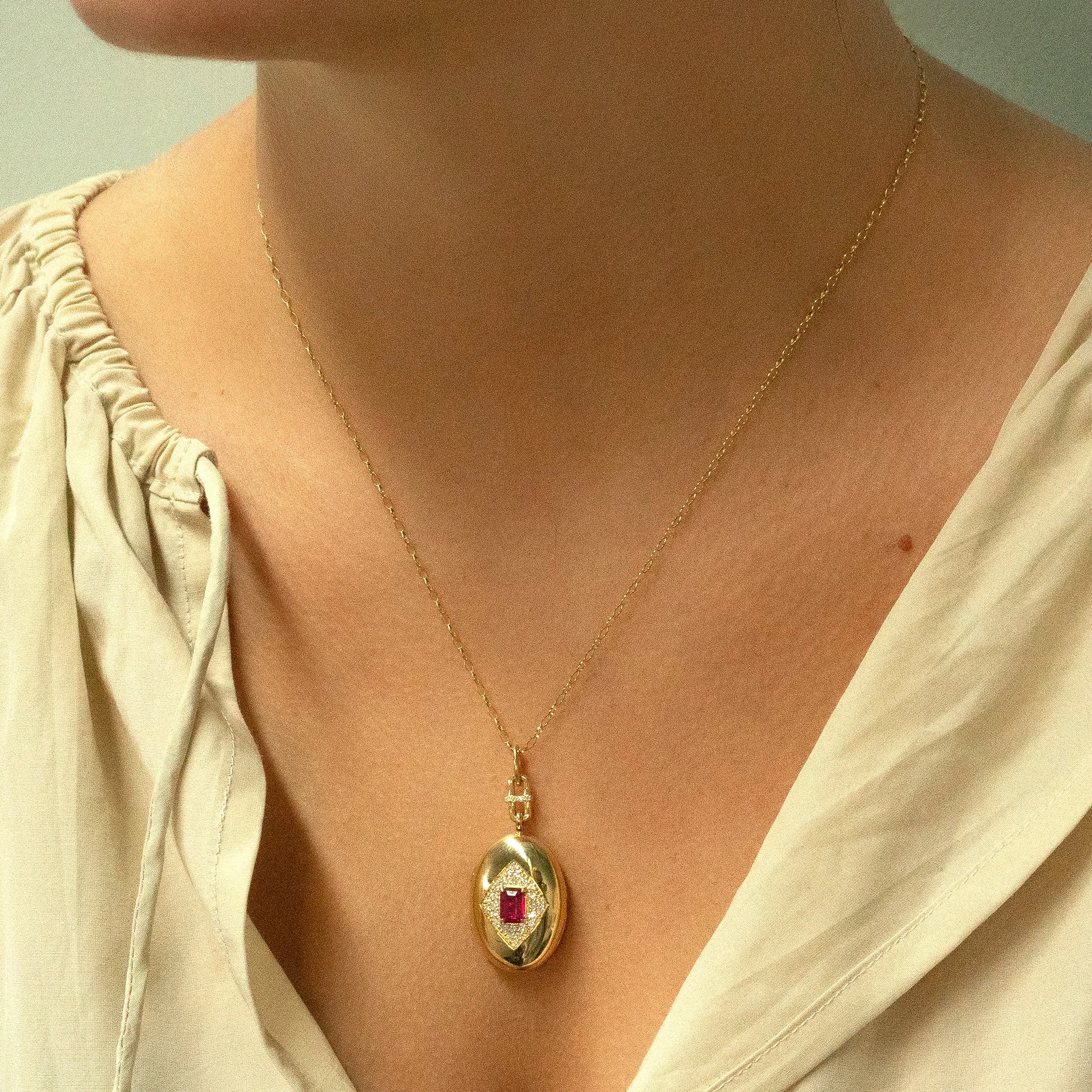 Special Edition Unheated Ruby and Diamond Locket Necklace