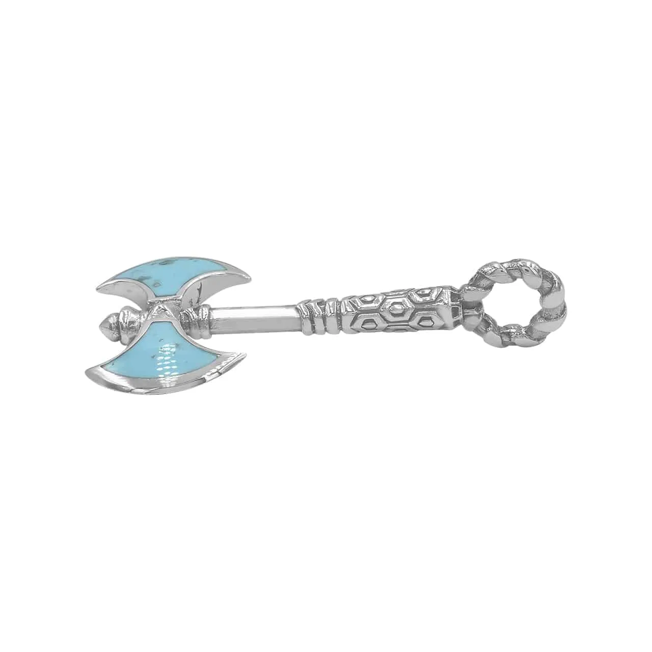 Starborn Turquoise Battle Axe Pendant in Sterling Silver