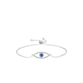 Sterling Silver Blue Eye Bracelet with Zircon Gems