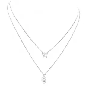 Sterling Silver CZ Evil Eye Layered Necklace