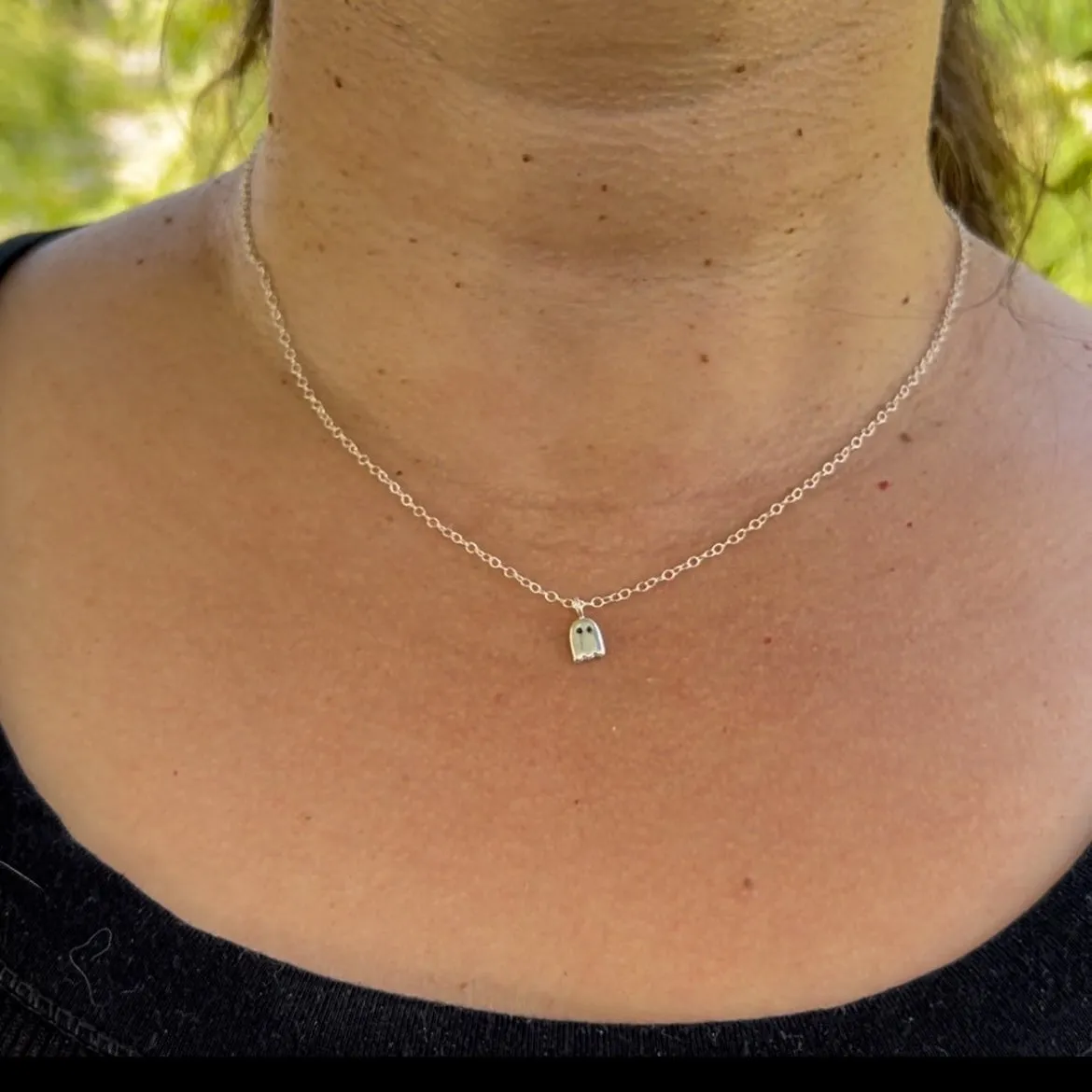 Sterling Silver Ghost Charm Layering Necklace