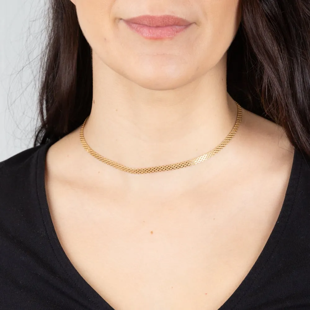 Sterling Silver Gold Plated Flat 40cm Choker Chain