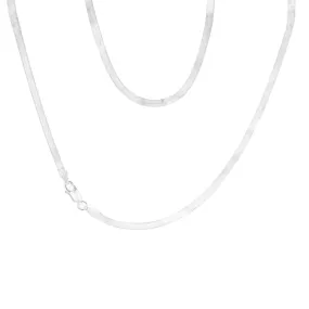 Sterling Silver Textured Herringbone 45.5cm Chain